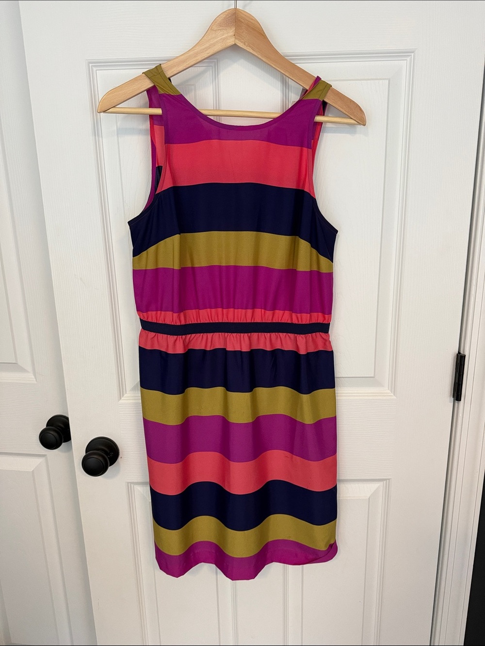 LOFT Multicolor Striped Sleeveless Dress - Pink, Navy & Olive